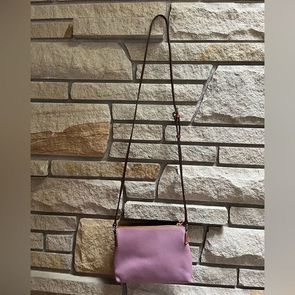 Dooney & Bourke Pebble Grain Katie Crossbody Purple Mauve Brown Leather Bag - Picture 3 of 12